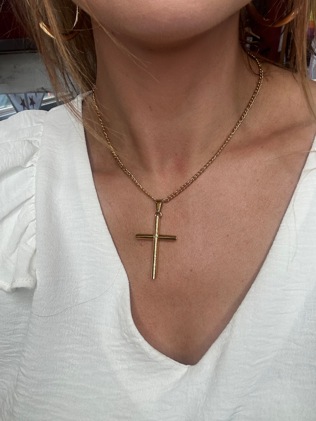 Large Cross Necklace- WATER RESISTANT