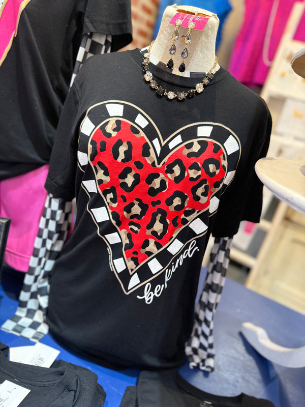 Be Kind Leopard Heart Shirt