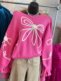 The Pink Bow Sweater Top