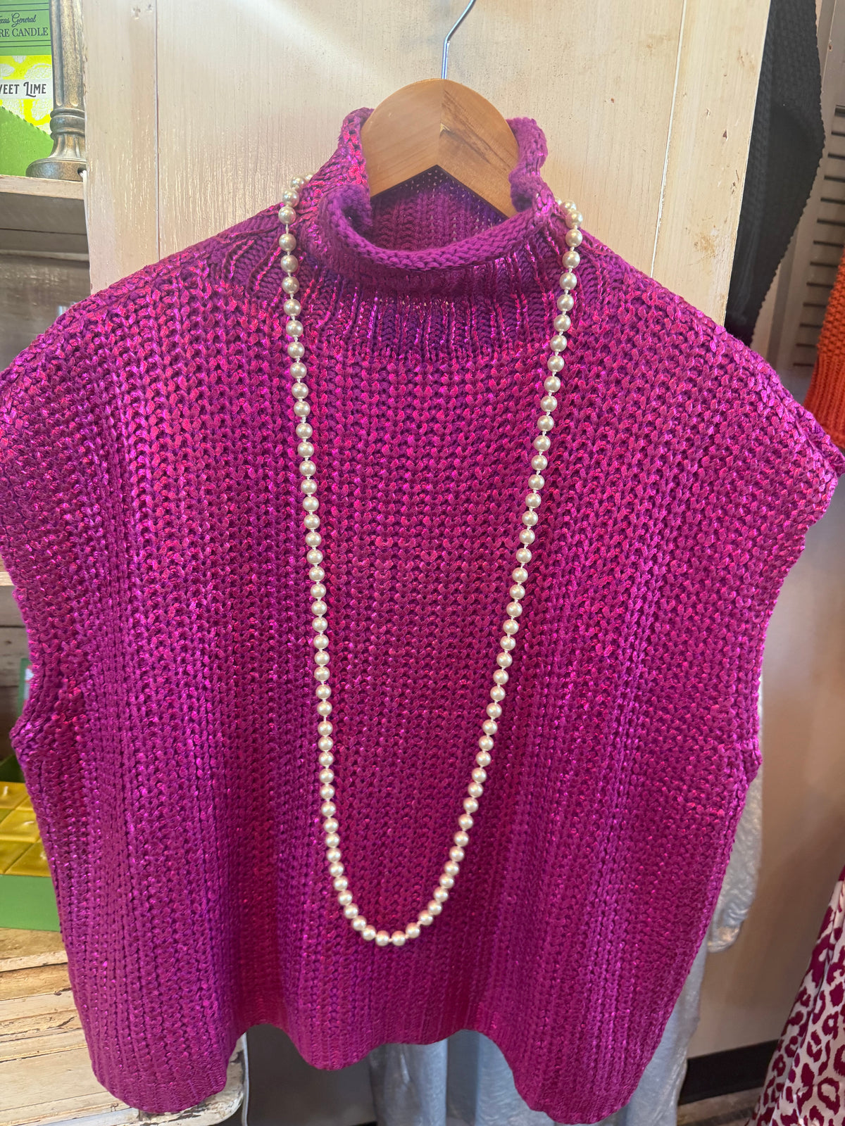 Shimmer Sweater Top - Fuschia