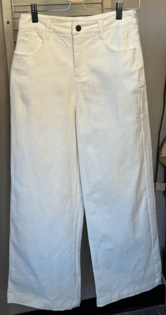 White- High Waisted, Wide Leg Pants