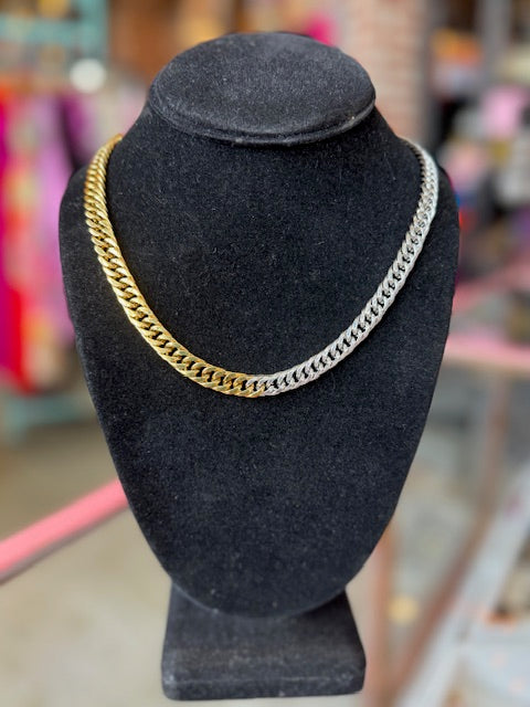 Chunky Shiny Gold & Silver Necklace