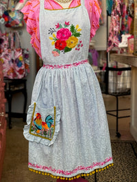 Floral Embroidered Apron