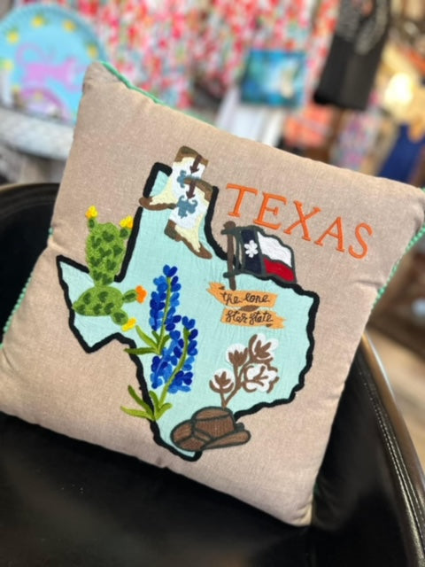 Texas Embroidered Pillow