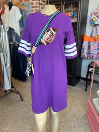 Sequin Football Dress-Purple