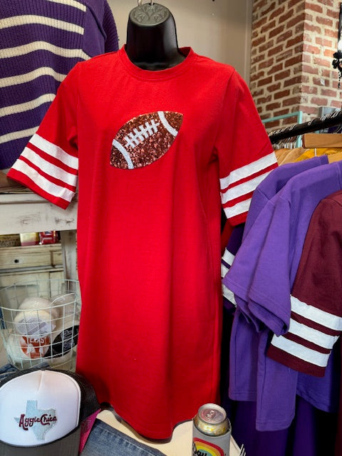 Sequin Football Dress-Red