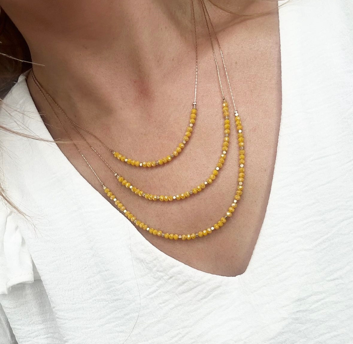 Beaded Gold Multistrand Necklace