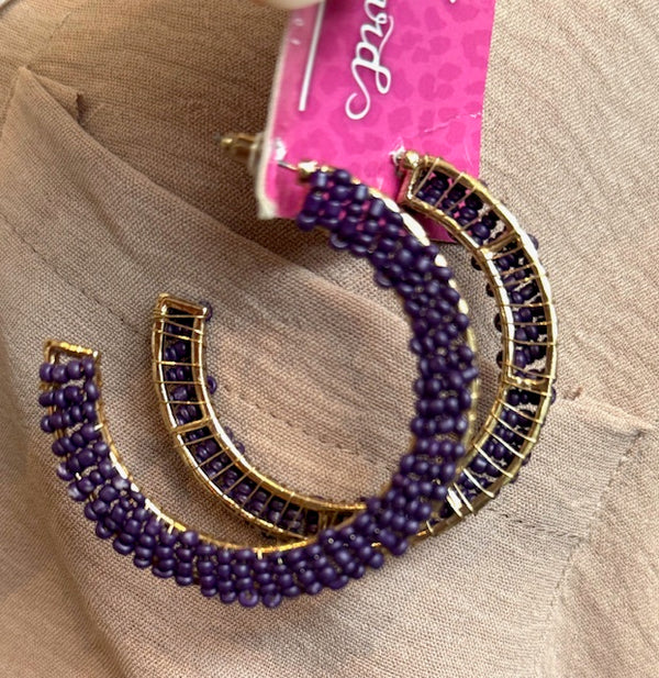 Purple C Hoop Earrings