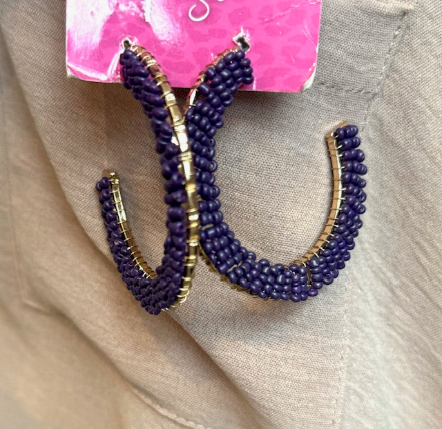 Purple C Hoop Earrings